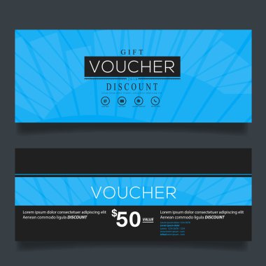 Vektör çizim, hediye çeki şablon temiz ve modern desenli.