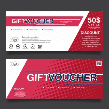 Vektör çizim, hediye çeki şablon temiz ve modern desenli.