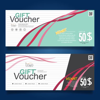 Vektör çizim, hediye çeki şablon temiz ve modern desenli.