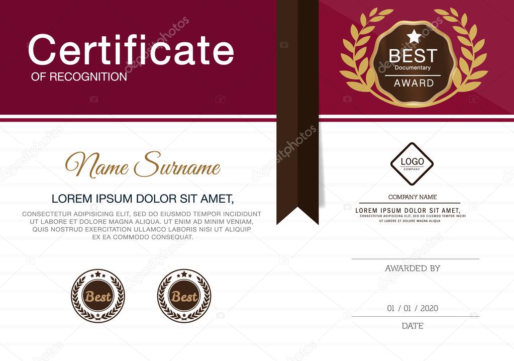 Certificate of achievement frame design template
