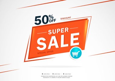 Süper satış ve özel fırsat. % 50 indirim. Vektör çizim. Tema rengi.