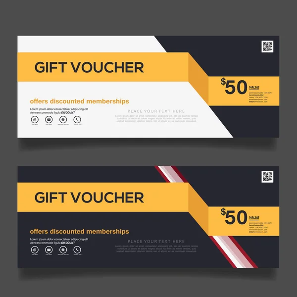 Regalo voucher diseño vector plantilla — Archivo Imágenes Vectoriales