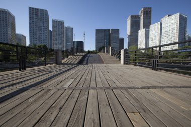 Qingfeng Park Beijing Cbd alanında Bridge'de