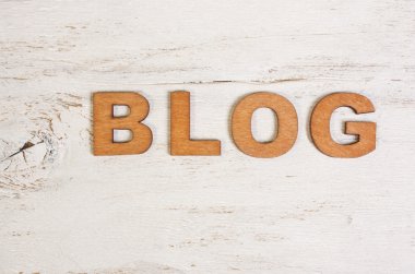 Beyaz bir kelime blogda eski ahşap arka plan