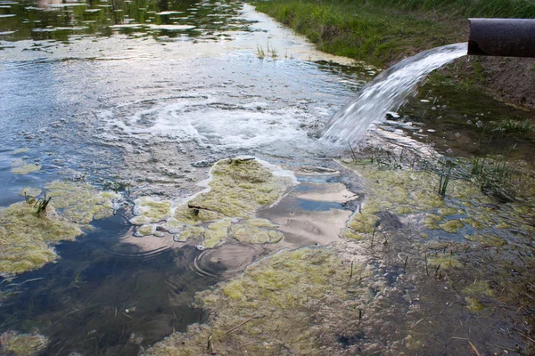 Ścieków z kanalizacji zanieczyszczają jeziora, rzeki — Zdjęcie stockowe