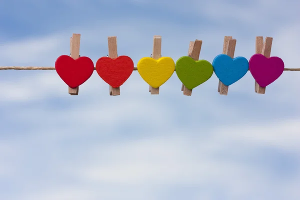 Rainbow heart against the sky. — Stock Photo, Image