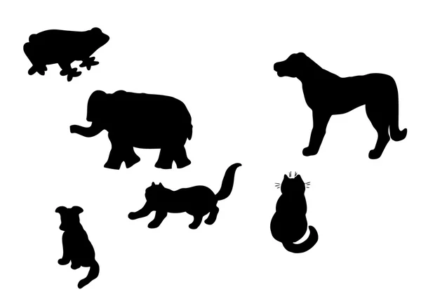 Силуэты различных животных — стоковый вектор