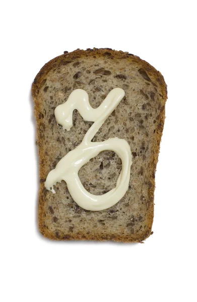 Symbole le capricorne est dessiné avec de la mayonnaise sur un morceau de brea Image En Vente