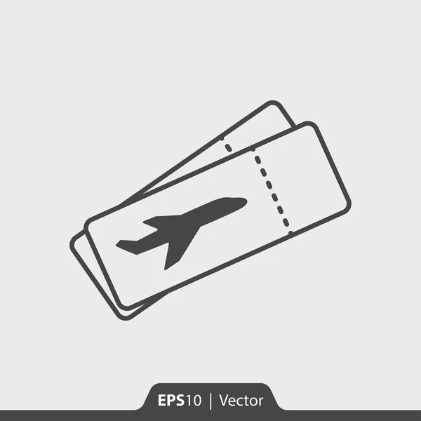 Vliegtuig ticket vector pictogram voor web en mobiel — Stockvector