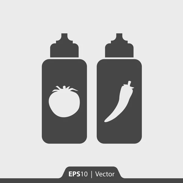 Ketchup de tomate e molho de pimenta ícone vetorial para web e celular — Vetor de Stock