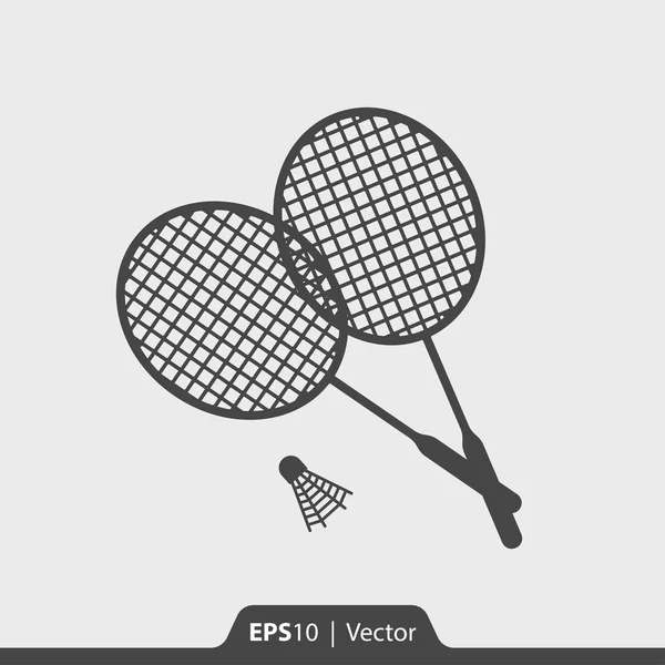 Badmintonschläger mit Federball-Vektor-Symbol für Web und Handy — Stockvektor