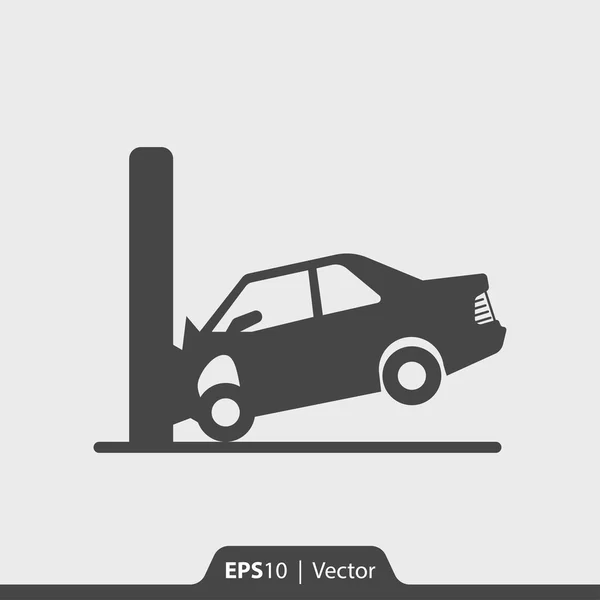 Bilolycka med väggen vektor ikon för webb och mobil — Stock vektor