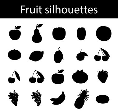 Meyve simgeler web ve baskı için ayarla siluetleri vektör
