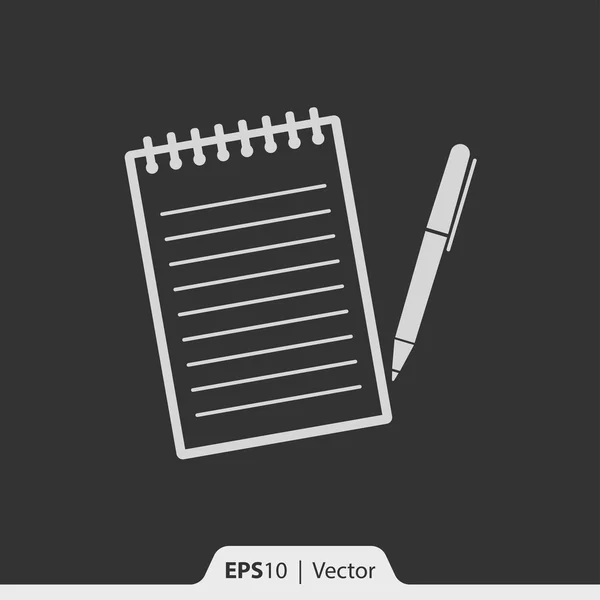 Bloco de notas com ícone de vetor de caneta para web e celular — Vetor de Stock