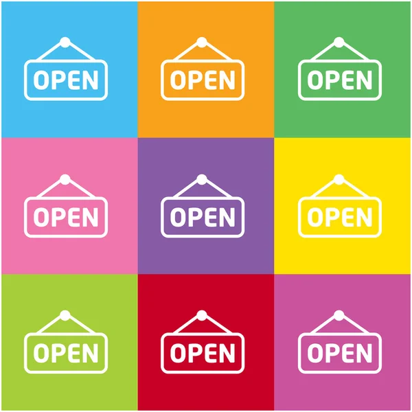 Open door label icon for web and mobile — Stock Vector