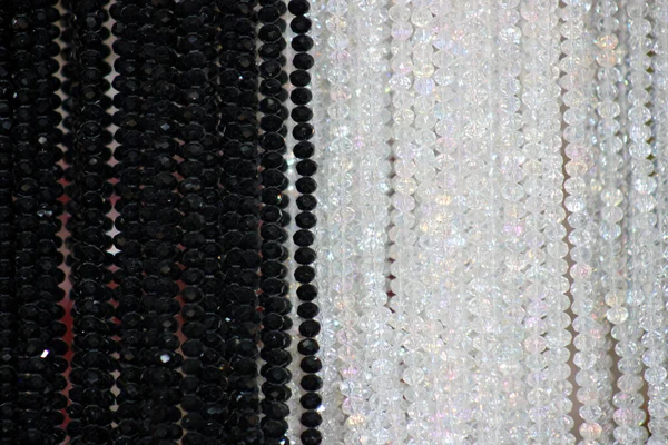 Natural Black White Spinel Gemstone Crystal Beads — Stock Photo, Image