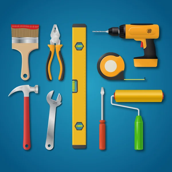 Set of vector realistic tools. — Stock Vector