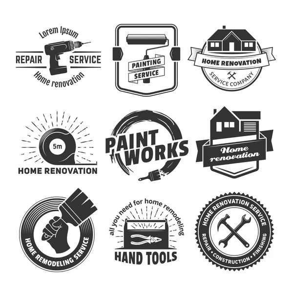 Logos de rénovation de la maison — Image vectorielle