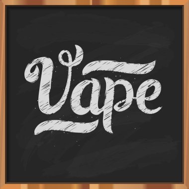 Bir kara tahta arka plan üzerinde logo yazı vektör vape