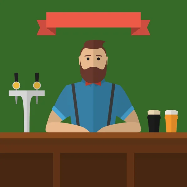 Barman hippie . — Image vectorielle