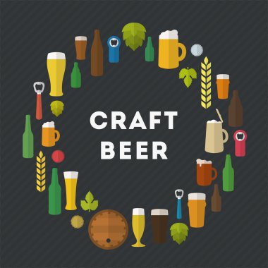 Düz zanaat bira illüstrasyon