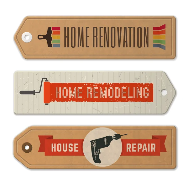 Vector home remodeling logos and labels — Stock Vector