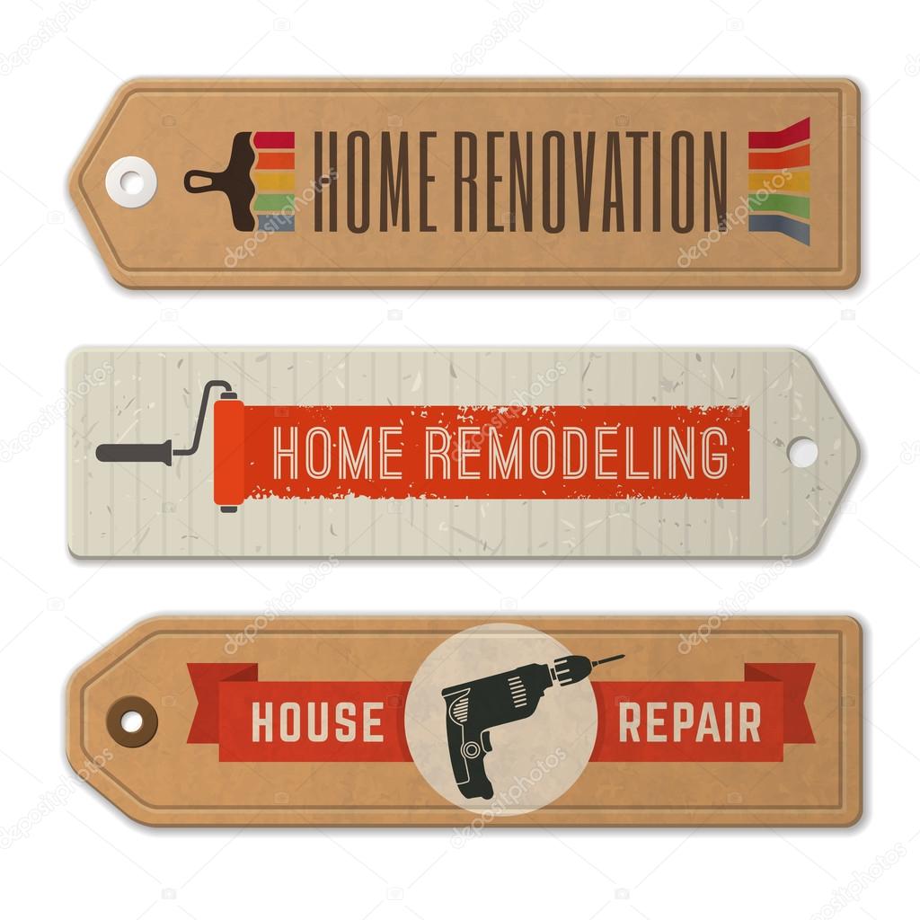 Vector home remodeling logos and labels