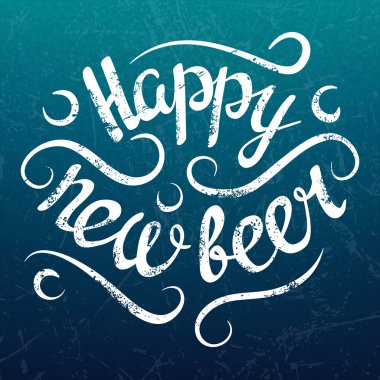 Vektör mutlu yeni bira posteri, bir grunge arka plan üzerinde yazı retro