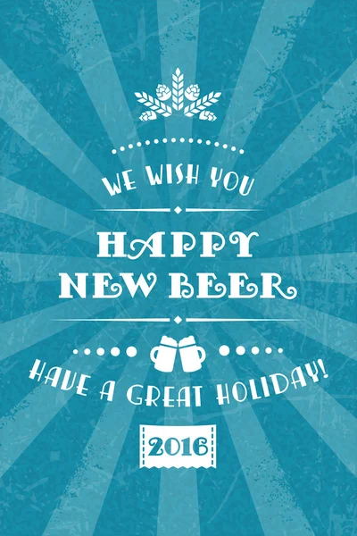 Vektör mutlu yeni bira posteri retro grunge arka plan üzerinde