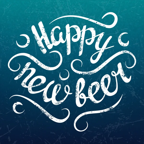 Vektör mutlu yeni bira posteri, bir grunge arka plan üzerinde yazı retro