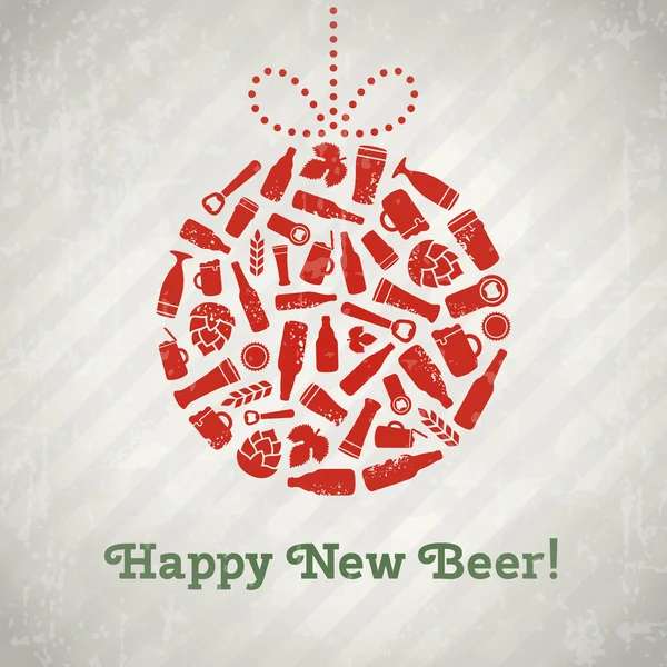 Vector Navidad bola cerveza cartel . — Vector de stock