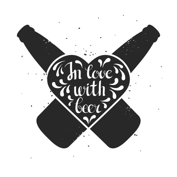 Bira aşığı. Elle çizilmiş zanaat bira etiket tipografi ve grunge doku ile.