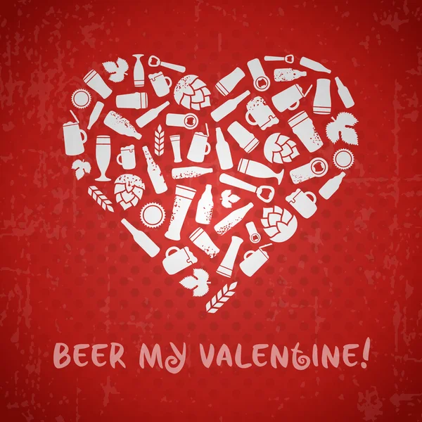 Piwo my Valentine. Valentines day craft piwo plakat — Wektor stockowy