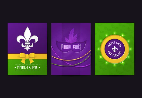 Conjunto de folletos vectoriales de mardi gras — Vector de stock