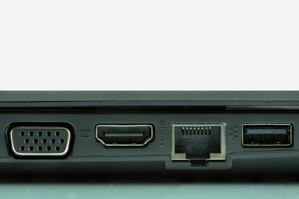 USB 3.0, LAN e portas gráficas do computador portátil — Fotografia de Stock