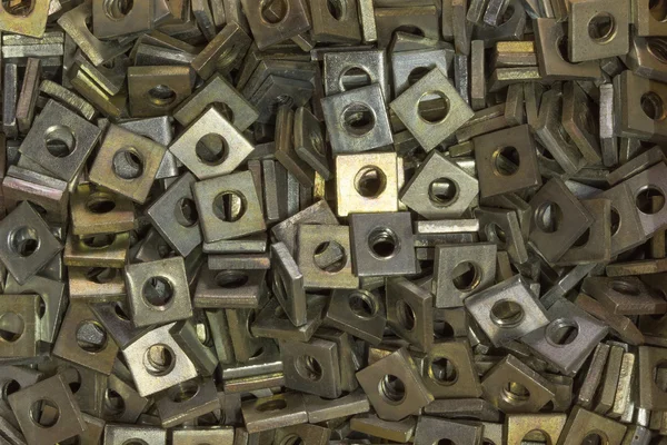 Pile of steel nuts close-up — Stock Photo, Image