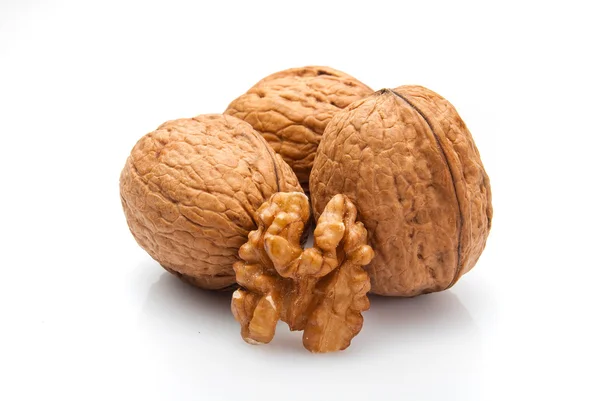 Walnut and kernel isolated on white — Stock Photo, Image