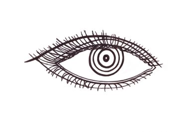Çizilmiş göz. Grafik stili. Siyah kalem.