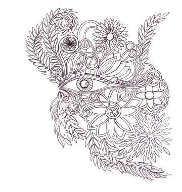 Kadın yüzüne bir maske çiçek