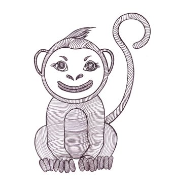 Neşeli maymun. Gülümsüyor. 2016