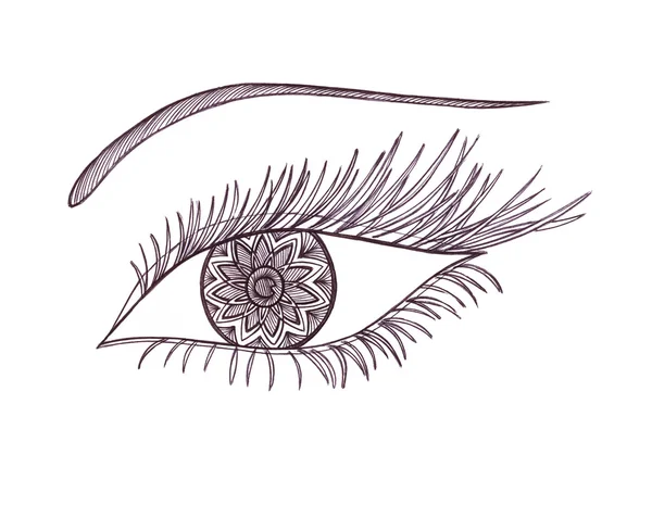 Drawn eye.Graphic style. Black pen. — Stock Photo, Image