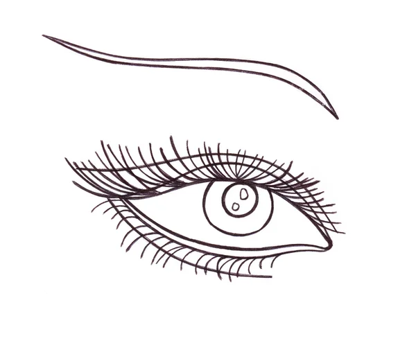 Drawn eye.Graphic style. Black pen. — Stock Photo, Image