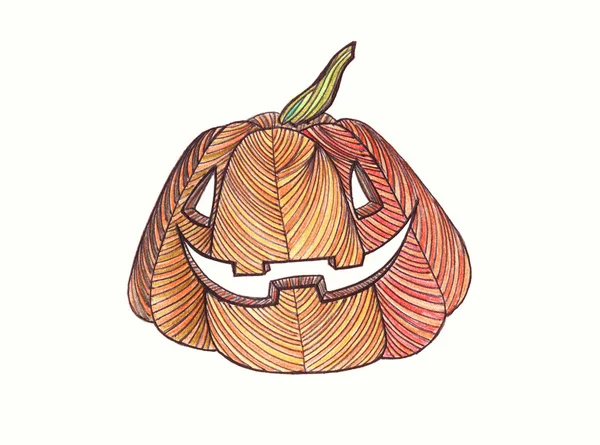 Calabaza. Dibujado con lápices de colores. Manos pintadas. Estilo gráfico — Foto de Stock