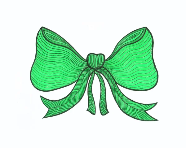 Arc graphique. Dessin de crayons de couleur. Vert . — Photo