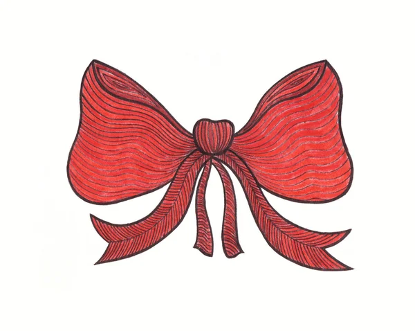 Arco gráfico. Desenho de lápis de cor. Vermelho. . — Fotografia de Stock