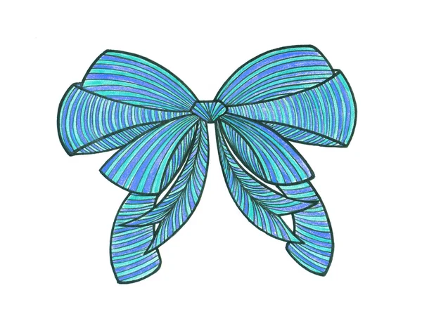 Γραφικό τόξο. Μολύβια χρώματος σχεδίου. Μπλε — Φωτογραφία Αρχείου