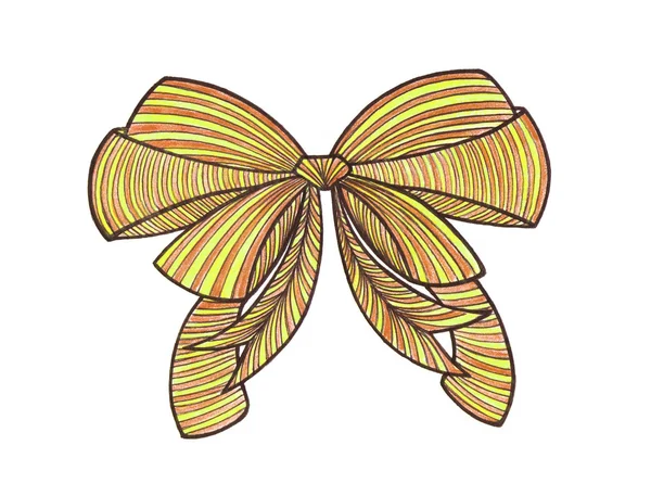 Graphic bow. Drawing color pencils.Yellow. — Stock Photo, Image