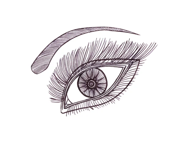 Çizilmiş göz. Grafik stili. Siyah kalem.