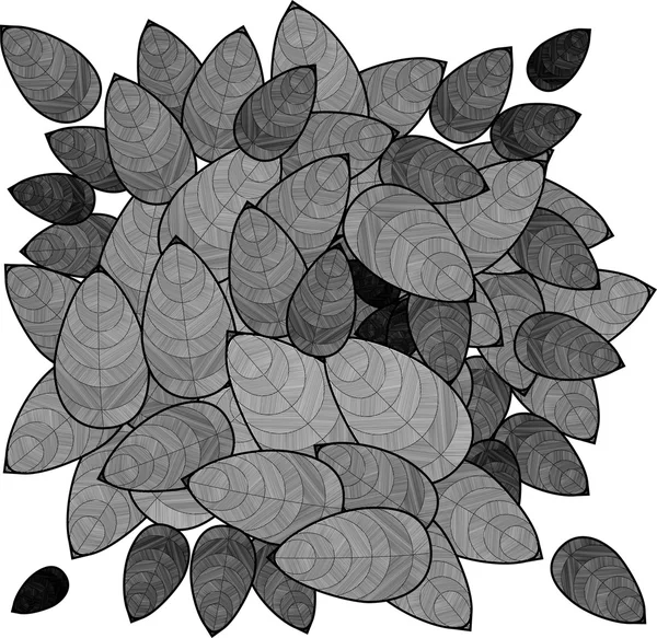 Абстракция, листья, нарисованные перепончатой рукояткой в графическом стиле — стоковое фото