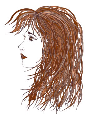 Kahverengi saçlı güzel kadın. Grafik stili.